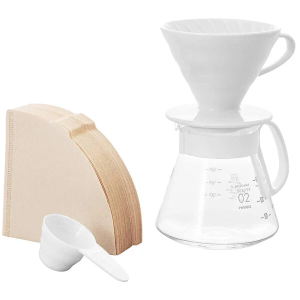 HARIO V60 CERAMIC DRIPPER 02 SET (WHITE)