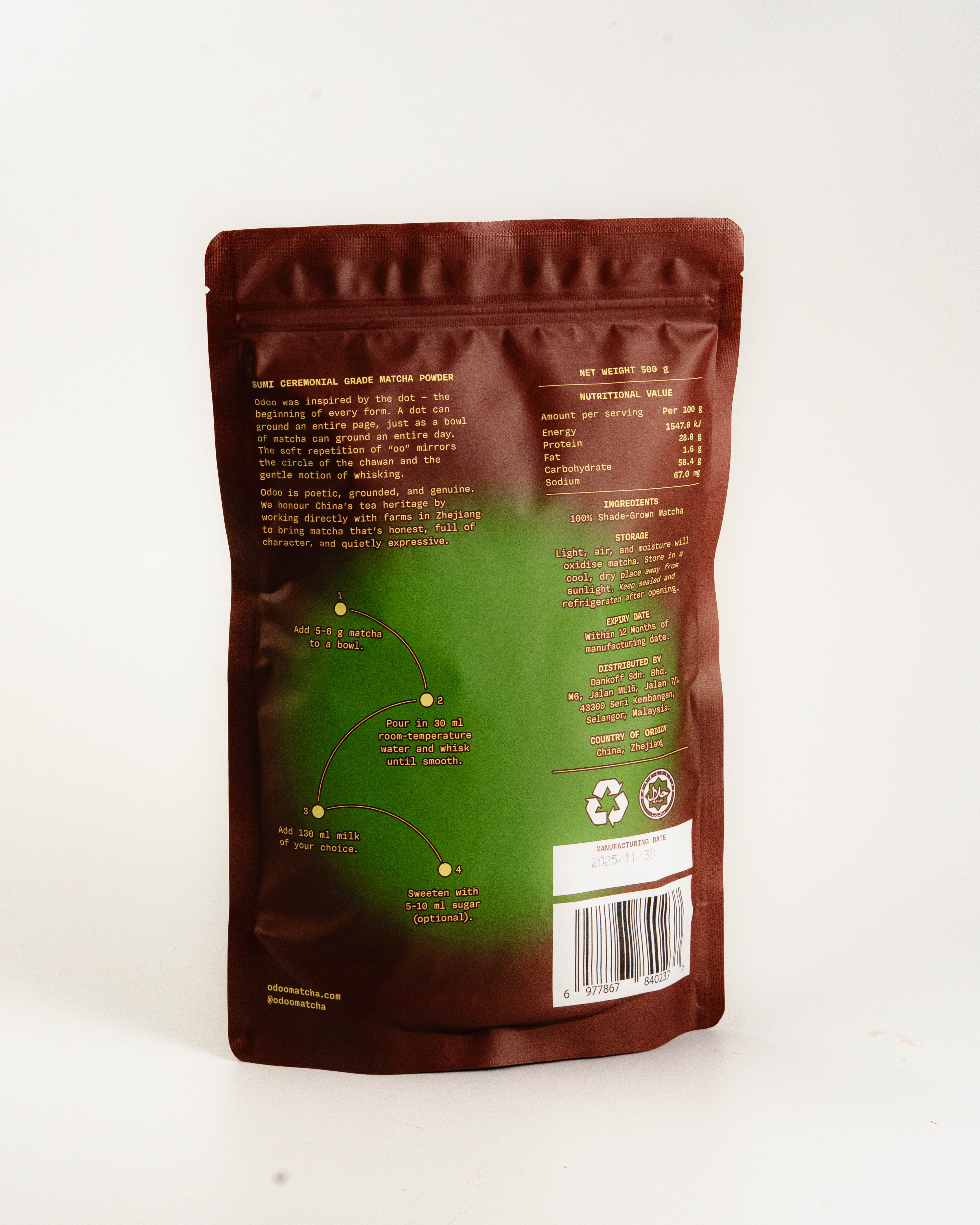 Odoo SUMI Matcha Powder 500g Ceremonial Grade