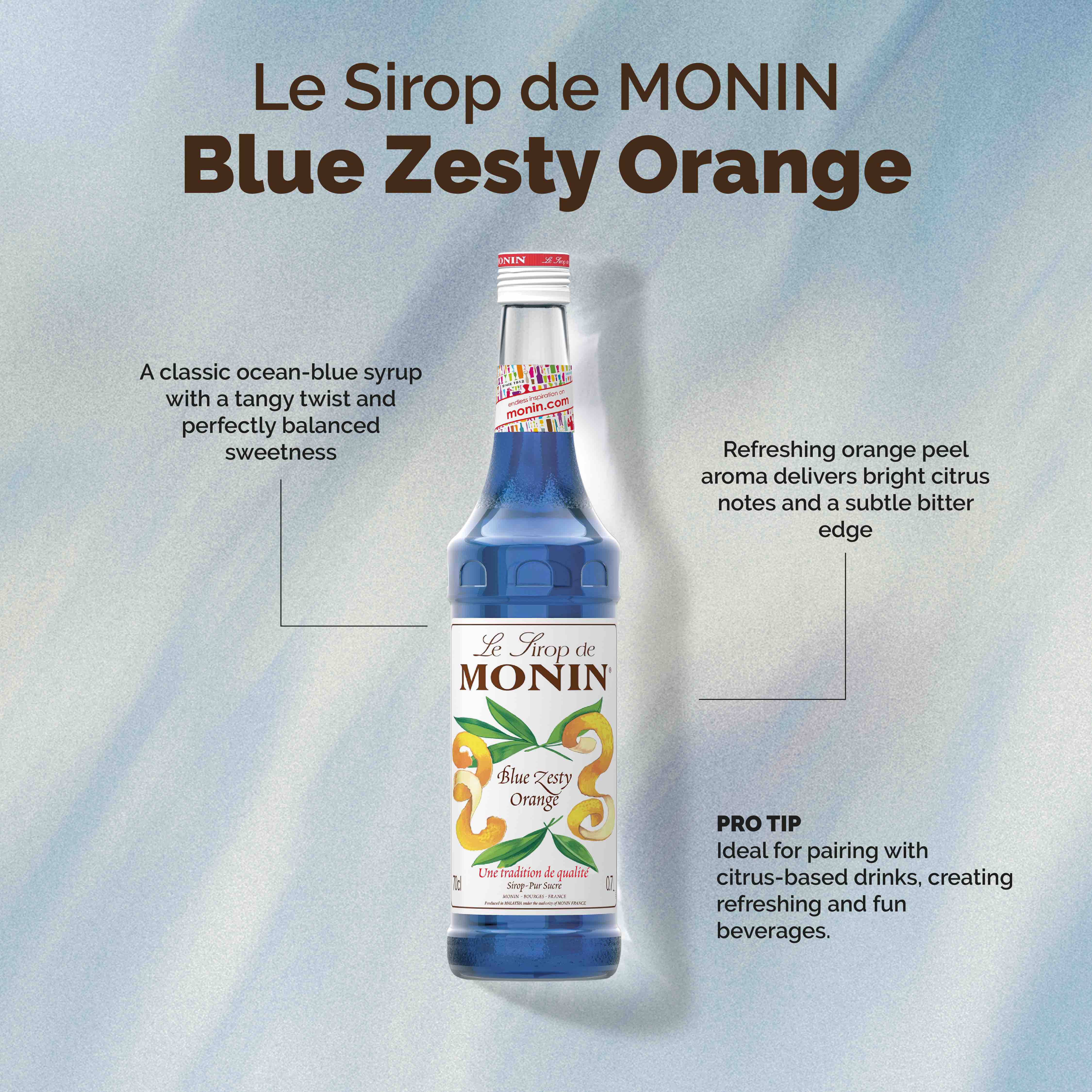 MONIN PET PREMIUM SYRUP BLUE ZESTY ORANGE 1LT