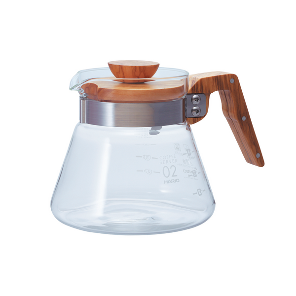 HARIO V60 GLASS SERVER 600ML (OLIVE WOOD HANDLE)