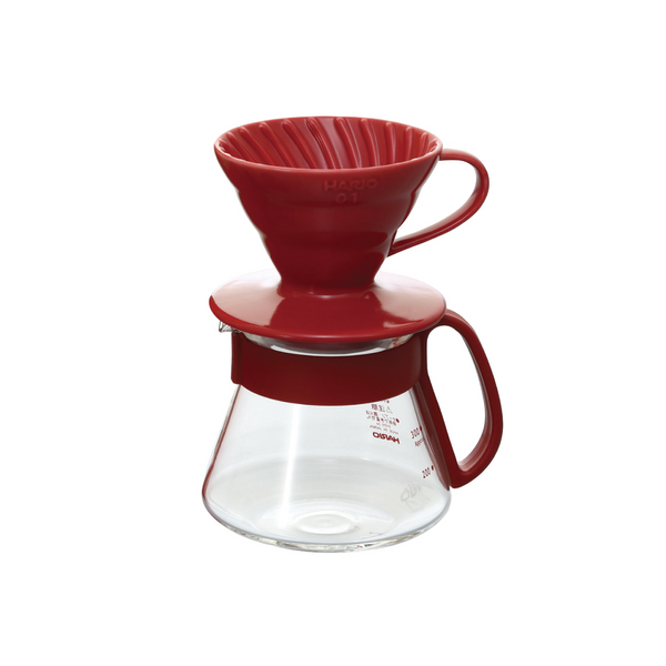 HARIO V60 01 CERAMIC DRIP SET 01 RED